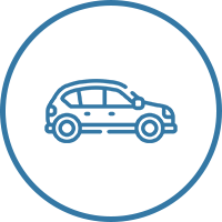 Small blue icon of a car